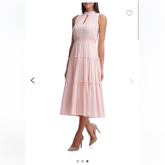 So pretty!! Tommy Hilfiger - Texture Cotton Blend Midi Dress - PINK - Size 4 - Picture 1 of 14